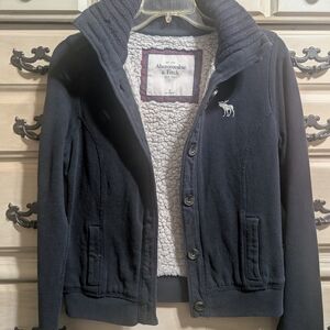 Abercrombie & Fitch Navy Coat with White Sherpa Lining